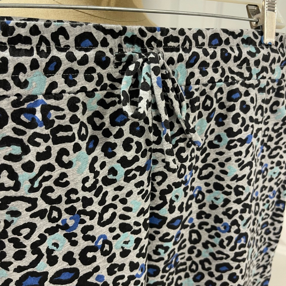 Blue Leopard Print Drawstring Mini Skirt - Picture 6 of 7